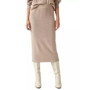 ba&sh Maisie Wool Cotton Knit Midi Skirt Beige Women’s Size Large